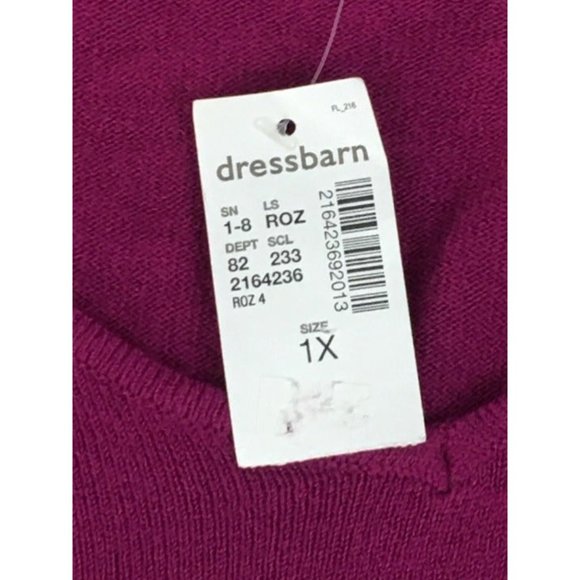 Rob & Ali Long Sleeve Cold Shoulder Fuschia Sweater Women’s 1X - Picture 8 of 11